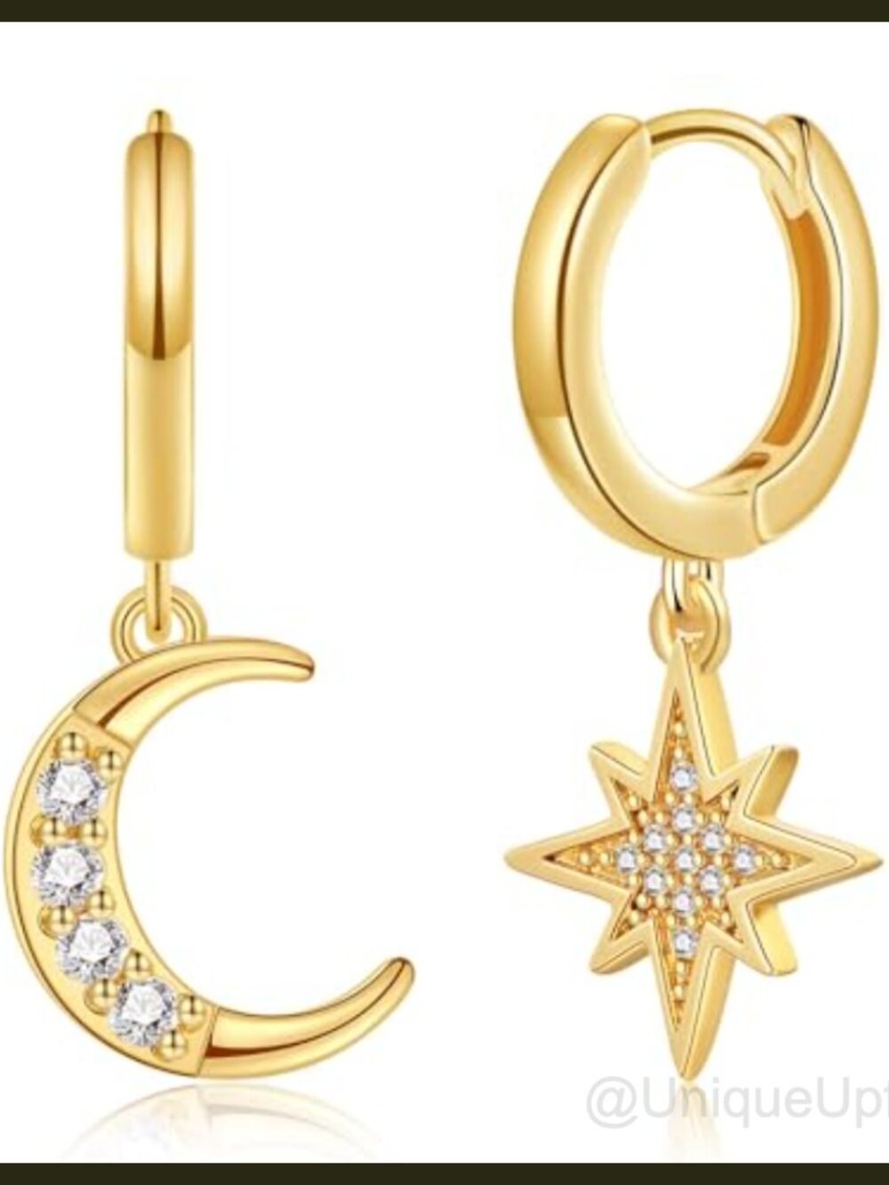 14K Gold Plated Huggie Earrings Starfish Butterfly Moon Seashell Drop Dangle